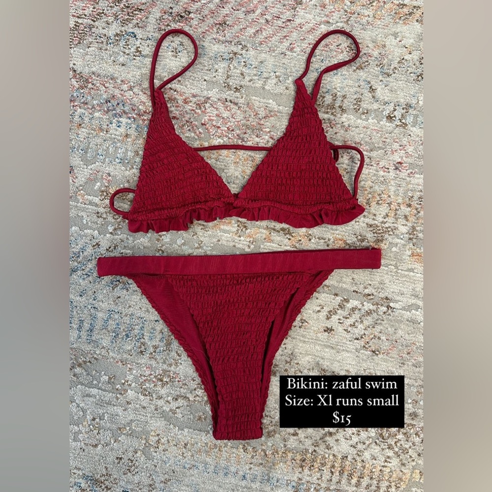 Zaful 2 Piece Plunge Burgundy Bikini